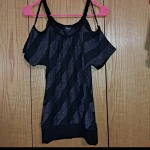 🤍Taboo Glitter cold-shoulder striped top XS